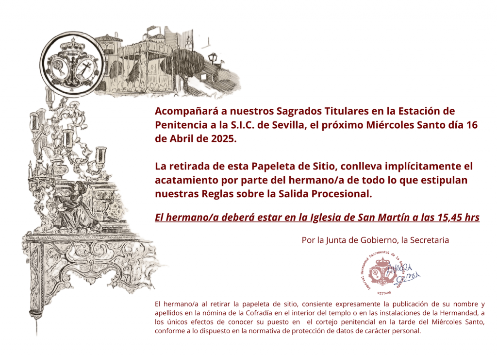 Papeleta sitio 2025 Sagrada Lanzada